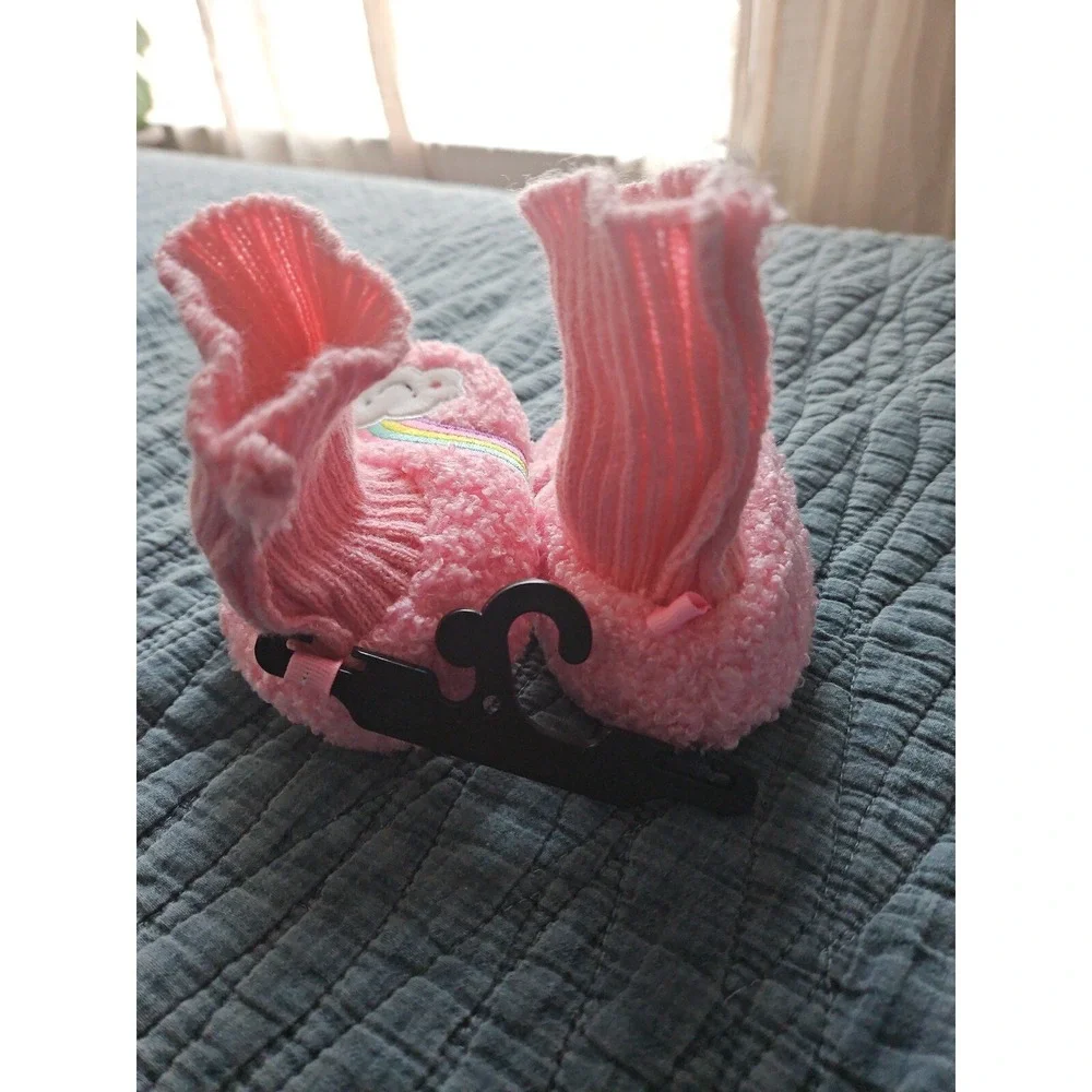 Wonder Nation Rainbow Cloud Slippers Booties Fuzzy Pink Girls Baby Size 3